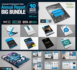 indesign模板－年终报刊(10套合集/通用型)：Annual Report BIG Bundle 01